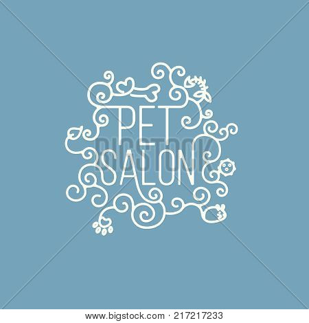 Logo for pet shop, salon, hair salon.Patterned inscription. Vector illustration colorful