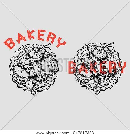 Logo for bakery, pastry shop, confectionery. Cupcake wrapper in.Wheat grains. Vector illustration