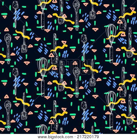Seamless pattern kitchenware. Background colorful. Vector illustration