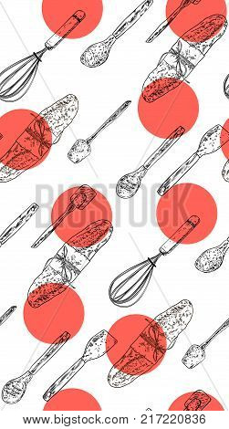 Seamless pattern kitchenware. Background colorful. Vector illustration