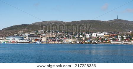 Panorama of Hammerfest on the coast of Norwegian Sea