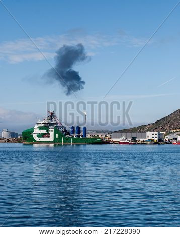 Plant on Melkoya where natural gas is converted into liquefied gas, Hammerfest, Norway