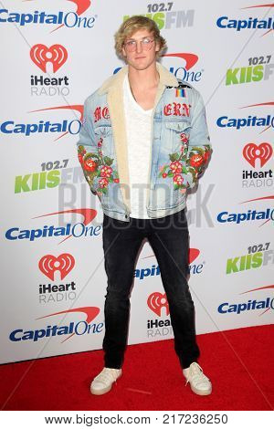LOS ANGELES - DEC 2:  Logan Paul at the Jingle Ball 2017 at the Forum on December 2, 2017 in Inglewood, CA