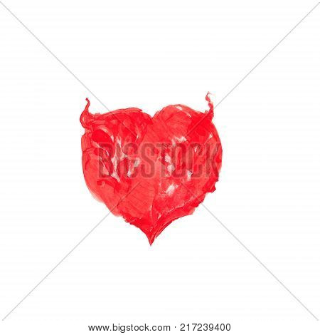Watercolor red heart vector element for your design Handmade