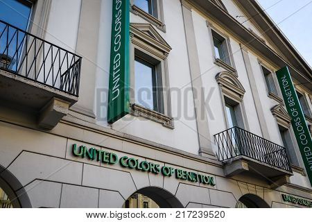 Milan, Italy - September 24, 2017:  Benetton Store In Milan