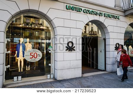 Milan, Italy - September 24, 2017:  Benetton Store In Milan