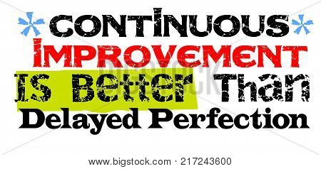 Continuous Improvement Is Better Than Delayed Perfection. Creative typographic motivational poster.