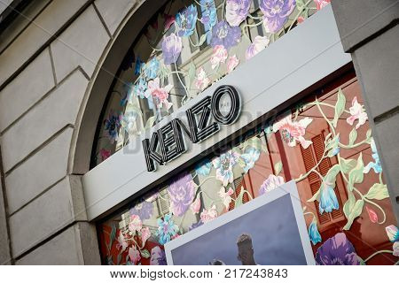Milan, Italy - September 24, 2017:  Kenzo Store In Milan. Fashion Week Kenzo Shopping