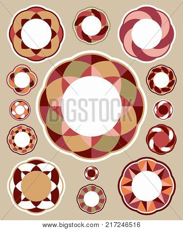 Geometric round labels. Retro set of decorative colorful badges.