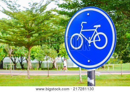 Sign Of Bicycle Lane In The Park