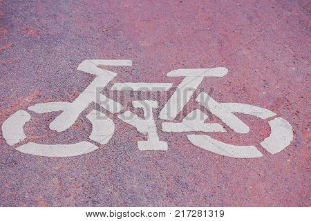 Sign Of Bicycle Lane In The Park