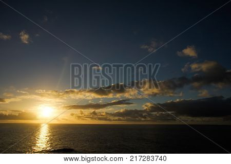 Colred Sunrise Clouds over the Atlantic Ocean in Tenerife Canary Islands
