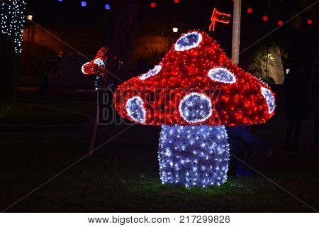 City decorated by christmas illumination/ night street photography