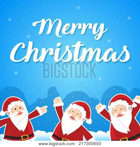 Merry Christmas with Santa greeting card vector illustration