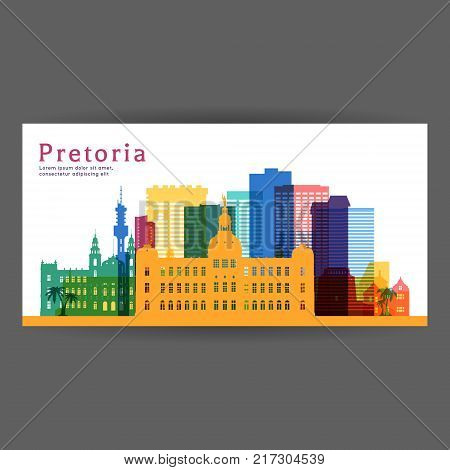 Pretoria colorful architecture vector illustration skyline city silhouette skyscraper flat design.