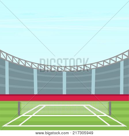 Background of tennis court. Flat vector colorful illustartion