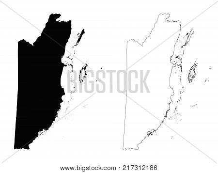 Belize outline map - detailed isolated vector country border contour maps of Belize on white background
