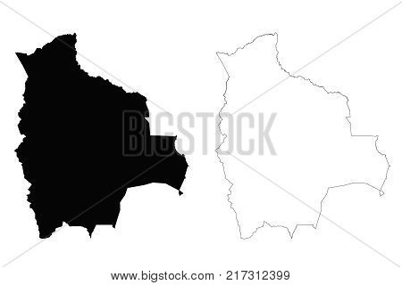 Bolivia outline map - detailed isolated vector country border contour maps of Bolivia on white background