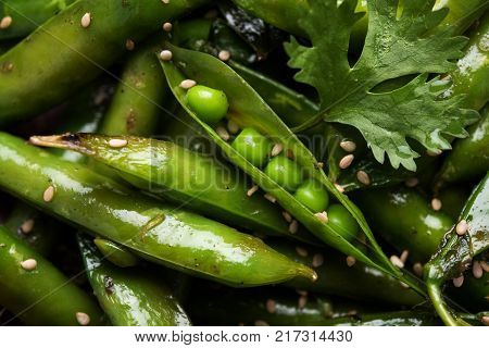 Spicy fried Green Peas pod or chatpata matar falli