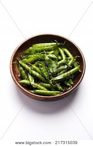 Spicy fried Green Peas pod or chatpata matar falli