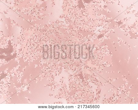 Rose gold sequins texture. Abstract halftone background. Vector golden pattern of round elements