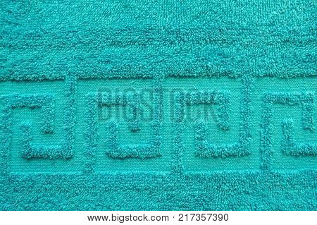 Close up cian blue seamless texture of cotton towel with pattern