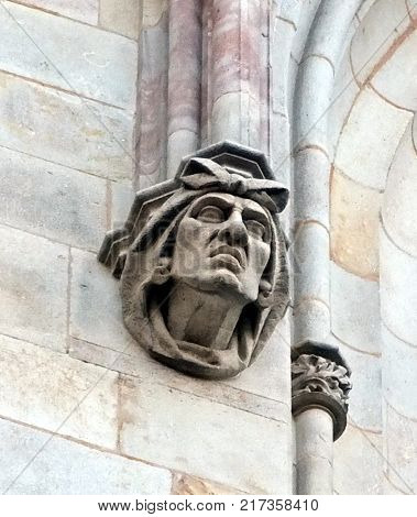 detail of the front facade of the  Cathedral of the Holy Cross and Saint Eulalia,  Barcelona.