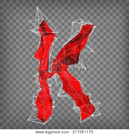 abstract vector red modern triangular emblem of type K on a chequered background