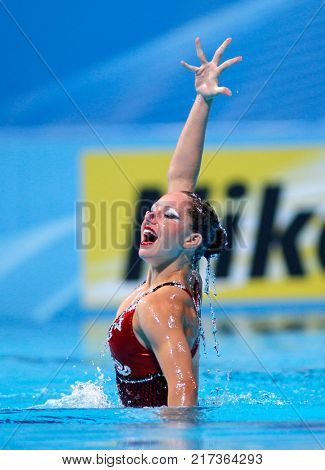 BARCELONA, SPAIN - JULY, 24: Estel Anais Hubaud of France during a Solo Synchronised Swimming event of World Championship BCN2013 on July 24, 2013 in Barcelona Spain