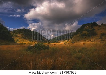 Colorful place in the caucasus mountains. Beautiful outdoor scene in the upper racha