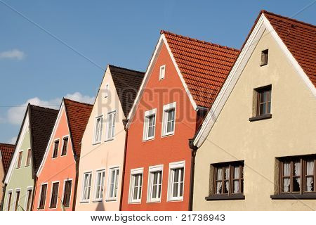 Typical Colorful Houses In Schongau, Germany