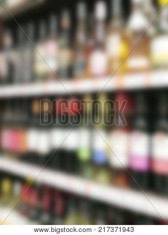 Alcohol Bottles In Supermarket Color Image Stock Photos