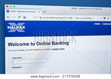 LONDON UK - NOVEMBER 22ND 2017: The homepage of the Online Banking area on the Halifax bank website on 22nd November 22nd 2017.