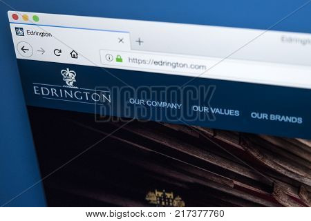 LONDON UK - NOVEMBER 21ST 2017: The homepage of the official website for Edrington - the privately owned international spirits company based in Scotland on 21st November 2017.