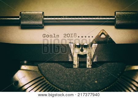 Old typewriter with the written word goals