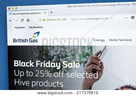 LONDON UK - NOVEMBER 21ST 2017: The homepage of the official website for British Gas - the energy and home services provider in the UK on 21st November 2017.