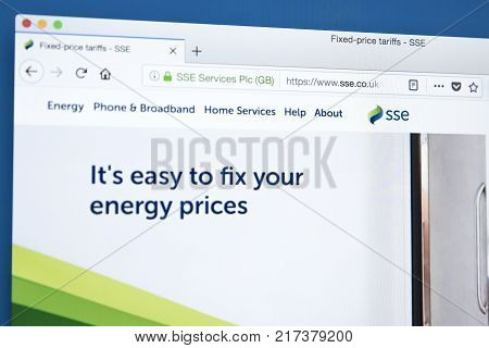 LONDON UK - NOVEMBER 21ST 2017: The homepage of the official website for SSE plc - the British energy company on 21st November 2017.