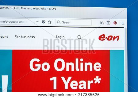 LONDON UK - NOVEMBER 20TH 2017: The homepage of the official website for E.ON - the European holding company which runs one of the largest electric utility service providers on 20th November 2017.