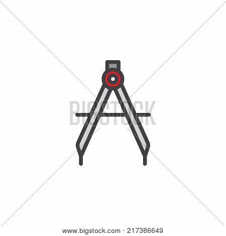 Circinus filled outline icon, line vector sign, linear colorful pictogram isolated on white. Compass drawing tool symbol, logo illustration. Pixel perfect vector graphics
