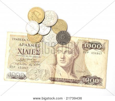 Dracma griego y las monedas