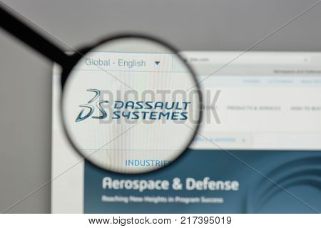 Milan, Italy - August 10, 2017: Dassault Systemes Logo On The Website Homepage.