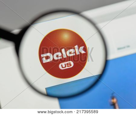 Milan, Italy - August 10, 2017: Delek Us Holdings Logo On The Website Homepage.