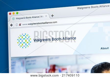LONDON UK - OCTOBER 17TH 2017: The homepage of the official website for Walgreens Boots Alliance - an American holding company which owns Walgreens and Boots on 17th October 2017.