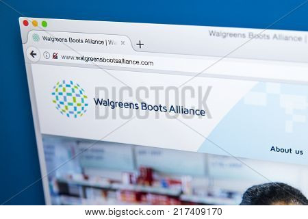 LONDON UK - OCTOBER 17TH 2017: The homepage of the official website for Walgreens Boots Alliance - an American holding company which owns Walgreens and Boots on 17th October 2017.