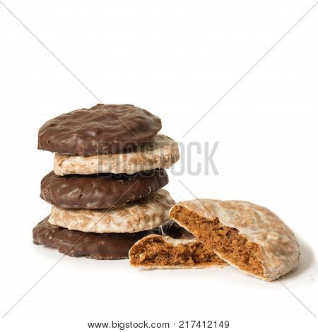 Elisen-lebkuchen Christmas cookies. Isolated on white background.