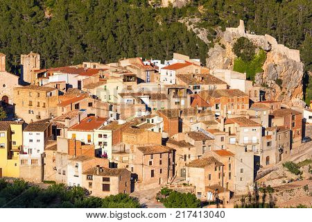 View Of The Old Spanish Town In The Forest, Pratdip, Tarragona, Spain.