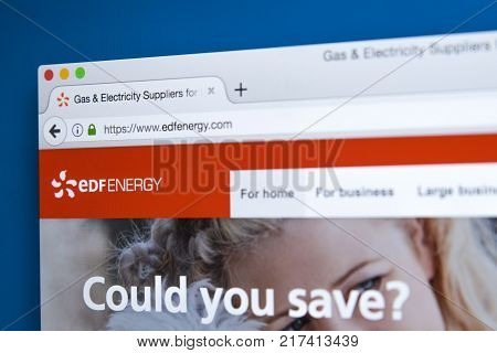 LONDON UK - OCTOBER 17TH 2017: The homepage of the official website for EDF Energy the British energy company on 17th October 2017.