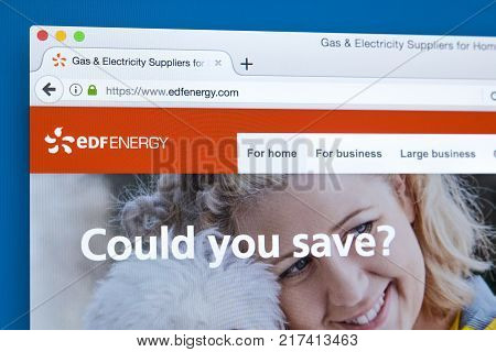 LONDON UK - OCTOBER 17TH 2017: The homepage of the official website for EDF Energy the British energy company on 17th October 2017.