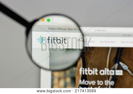 Milan, Italy - August 10, 2017: Fitbit Logo On The Website Homepage.