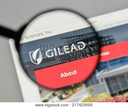 Milan, Italy - August 10, 2017: Gilead Sciences Logo On The Website Homepage.